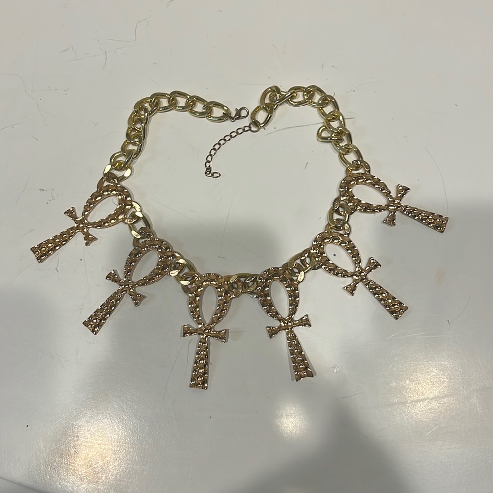 Gold link Ankh necklace